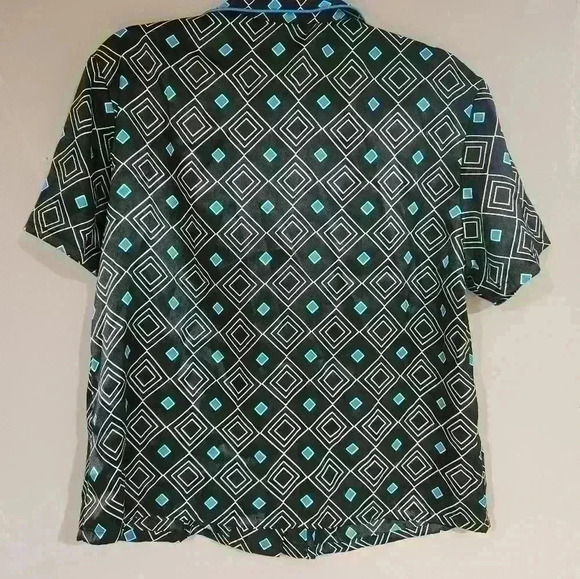 NWT vintage Victoria's secret pijama top size Large white and teal diamond print - Picture 3 of 3